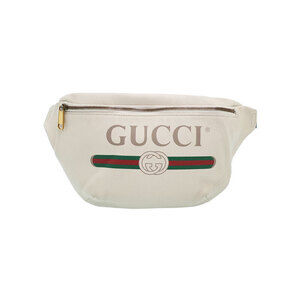 GUCCI Leather Belt Crossbody Bum Bag Body White